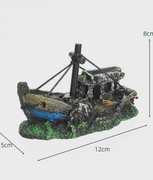 Uniek Scheepswrak Aquarium Decoratie - Verzonken Piratenschip Vistank Ornament