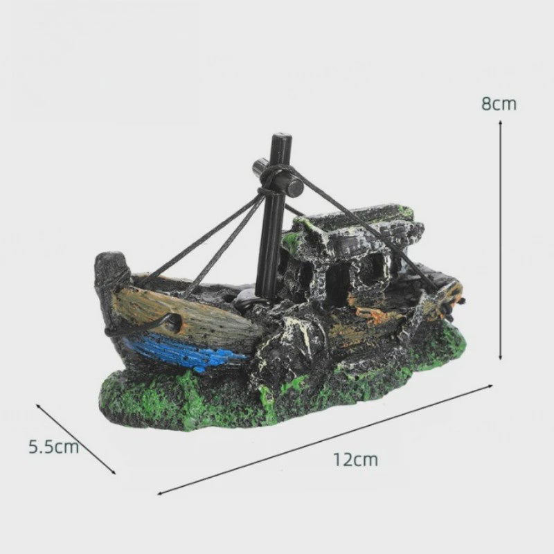 Uniek Scheepswrak Aquarium Decoratie - Verzonken Piratenschip Vistank Ornament