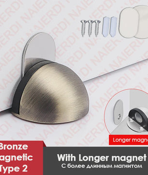 RVS Deurstopper met Sticker & Schroef - Zonder Boren, Magnetisch of Normaal