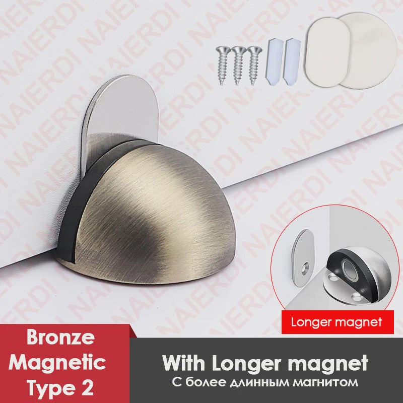 RVS Deurstopper met Sticker & Schroef - Zonder Boren, Magnetisch of Normaal