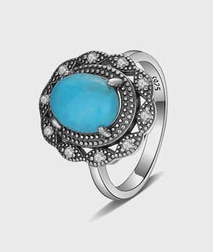 S925 Zilveren Ring met Ovaal Natuurlijke Turkoois - Fijne Sieraden voor Dames en Heren