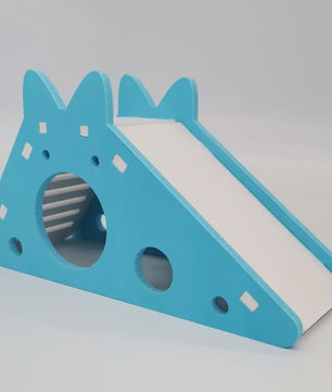 Houten Speelgoed Glijbaan en Huisje voor Hamsters en Kleine Dieren