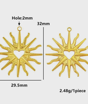 Set van 4 Gouden Bedeltjes: Zon, Hart, Schelp, Vis & Cactus - Roestvrij Staal 18k Goud PVD - DIY Sieraden Maken