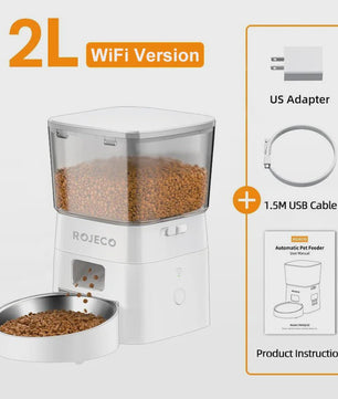 ROJECO Automatische Hond & Kat Voerbak met WIFI Bediening - 2L Capaciteit