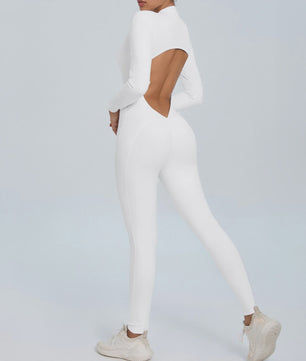Dames Sport Jumpsuit met Lange Mouwen - Fitness & Gym Kleding - Zomer Sexy Stijl - Blauw