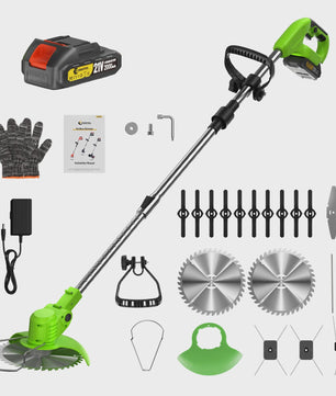 Krachtige 21V Accu Grastrimmer 15000RPM - Inklapbaar, met 5 Bladen & Makita 18V Batterij Compatibel - Snoerloze Bosmaaier & Onkruidtrimmer