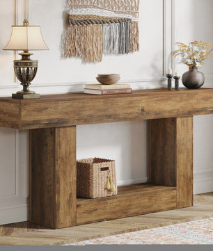 Tribesigns Console Tafel 160 cm - Farmhouse Entree Tafel met U-vormige Basis en Open Plank