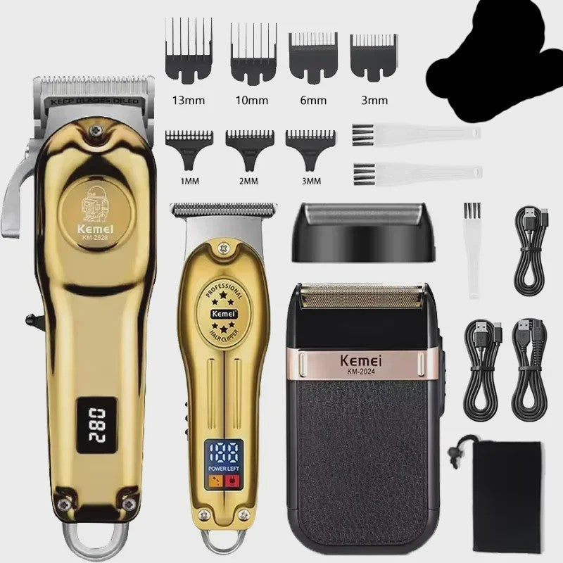 Kemei Professionele Oplaadbare Baard- en Haartrimmer KM-2628 - Goudkleurig