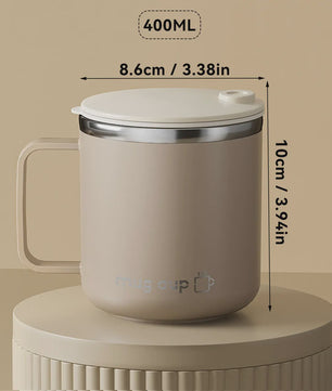 Geïsoleerde Koffiemok met Deksel - 400ML Dubbelwandig RVS Drinkbeker