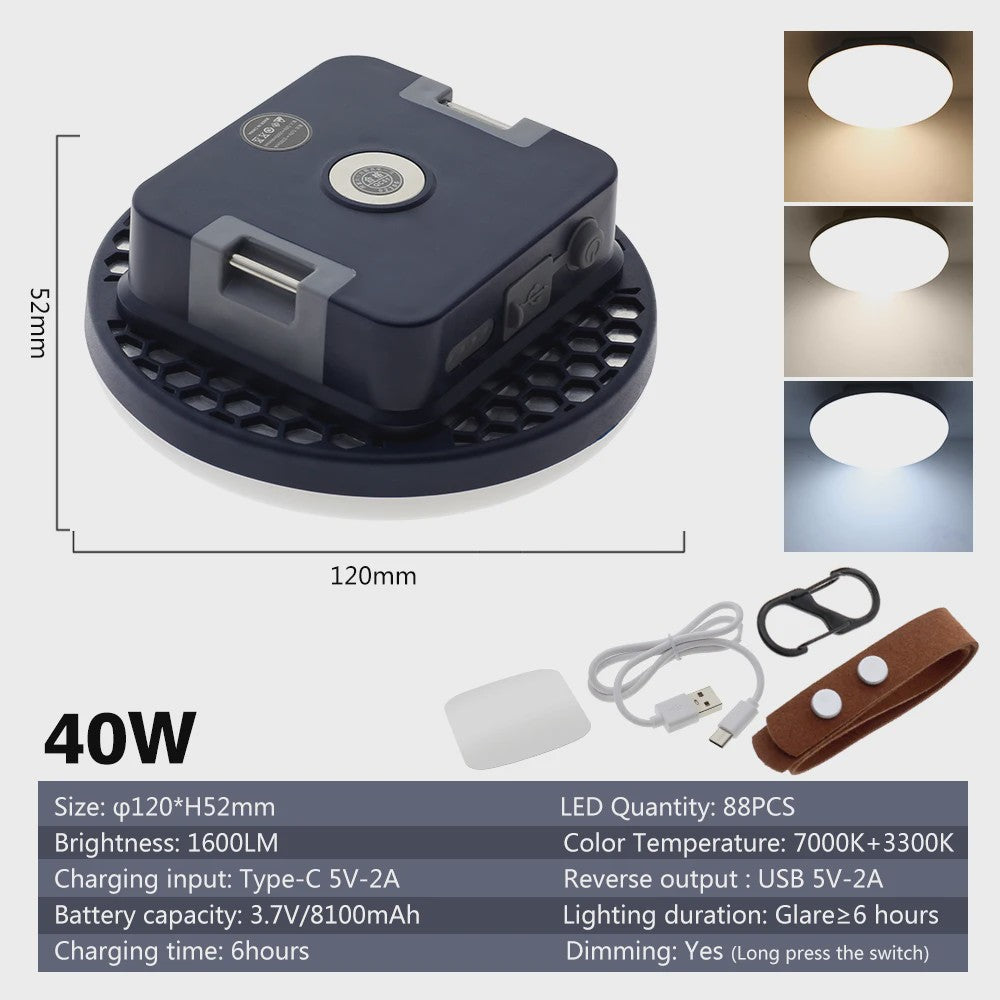Oplaadbare Camping Lantaarn met Powerbank - 3 Lichtstanden, IP65 Waterdicht