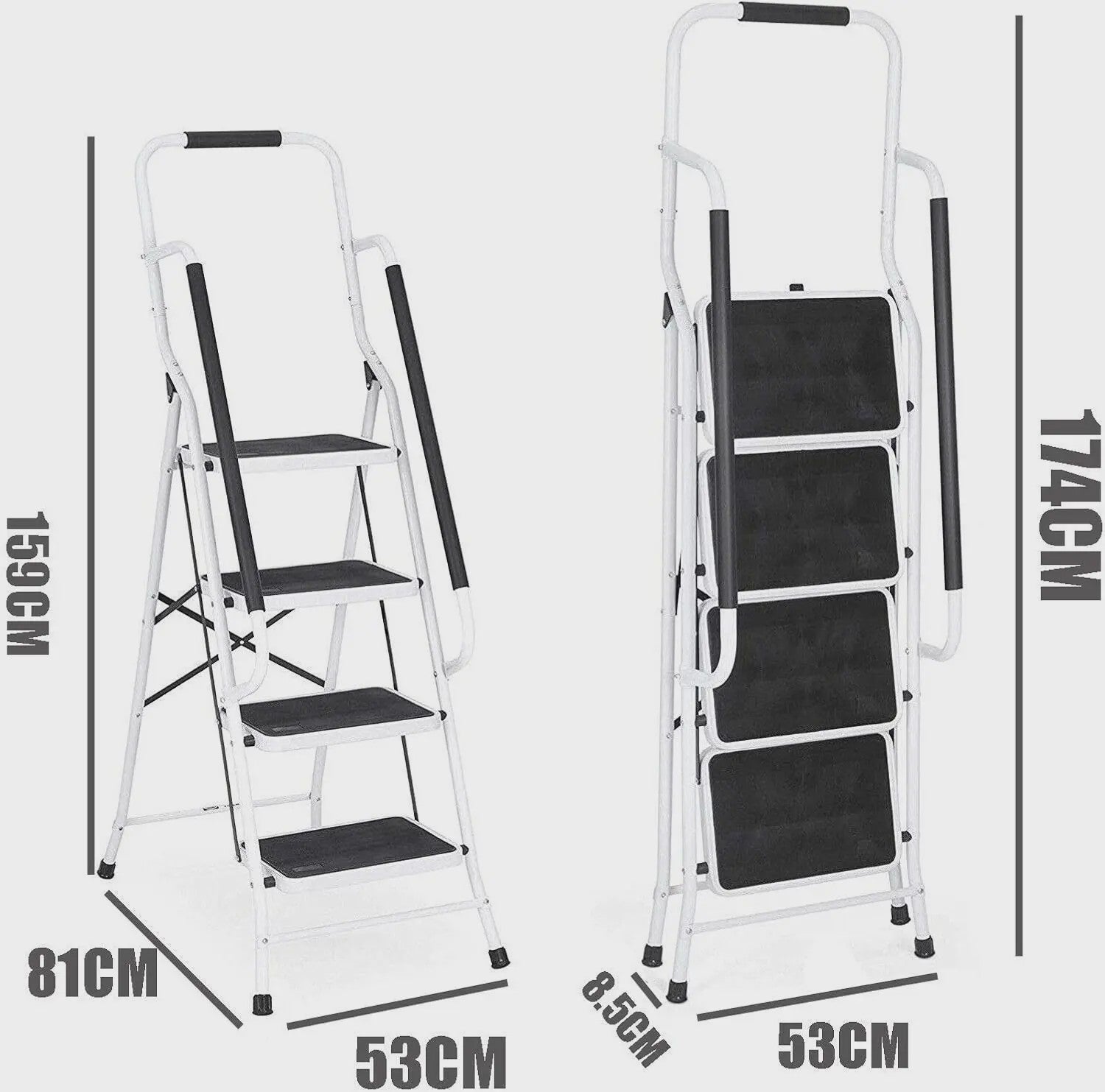 Veilige Opvouwbare Trapkruk 2-4 Treden - Draagbaar, Antislip, Ruimtebesparend