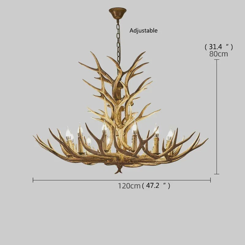 Grote Herten Gewei Kroonluchter - Sfeervolle Hanglamp voor Woonkamer & Loft