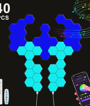 Slimme Hexagon LED Wandlampen met App & Muziek Sync - RGB Kleuren, DIY Ontwerp
