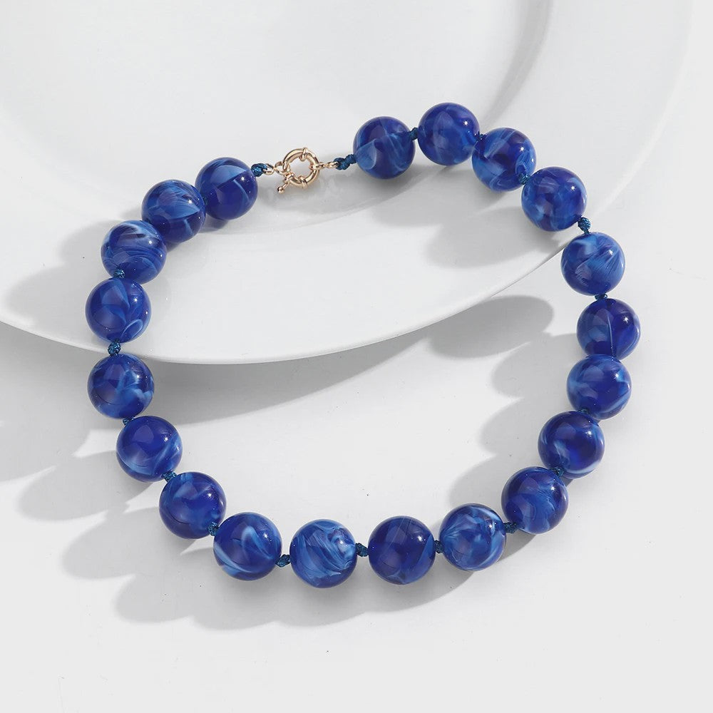 Trendy Multicolor Statement Ketting met Grote Ronde Kralen - Handgemaakt