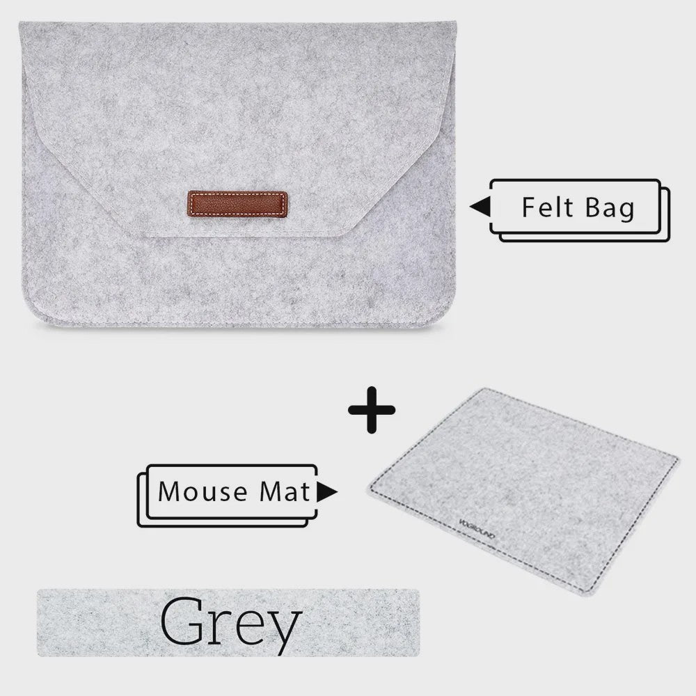 Luxe Vilt Laptop Sleeve - Beschermhoes voor MacBook & Notebooks (11-15.6 inch) - Inclusief Muismat