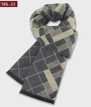 Luxe Heren Sjaal - Warme Wol & Kasjmier - Winter Ruitpatroon