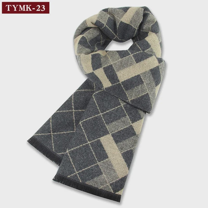 Luxe Heren Sjaal - Warme Wol & Kasjmier - Winter Ruitpatroon
