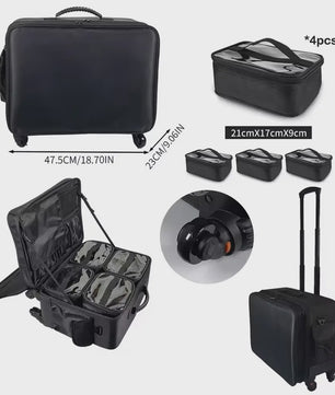 Professionele Make-up Trolley Koffer - Grote Capaciteit & Flexibele Indeling