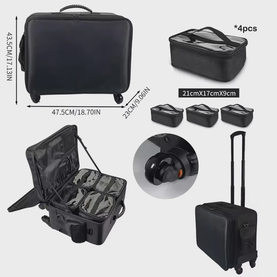 Professionele Make-up Trolley Koffer - Grote Capaciteit & Flexibele Indeling
