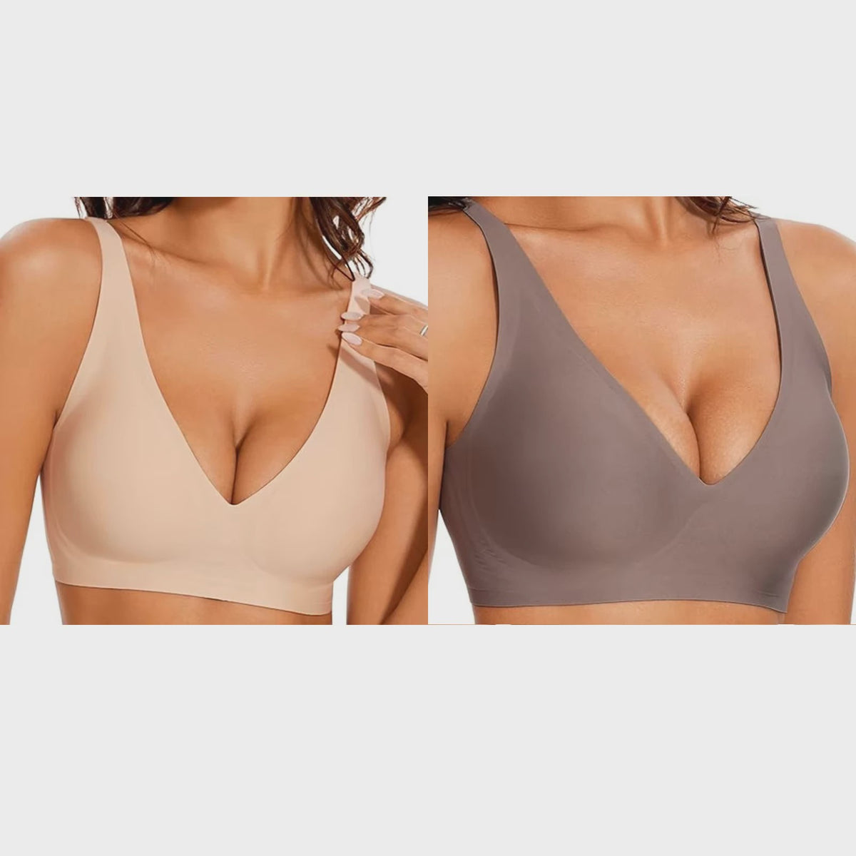 Seamless Beugelvrije BH met Luipaardprint - Diepe V-hals & Push-up Effect
