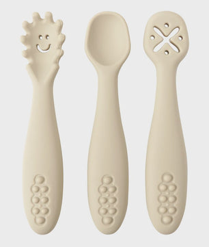 3-delige Siliconen Baby Bestek Set: Lepel & Vork voor Peuters