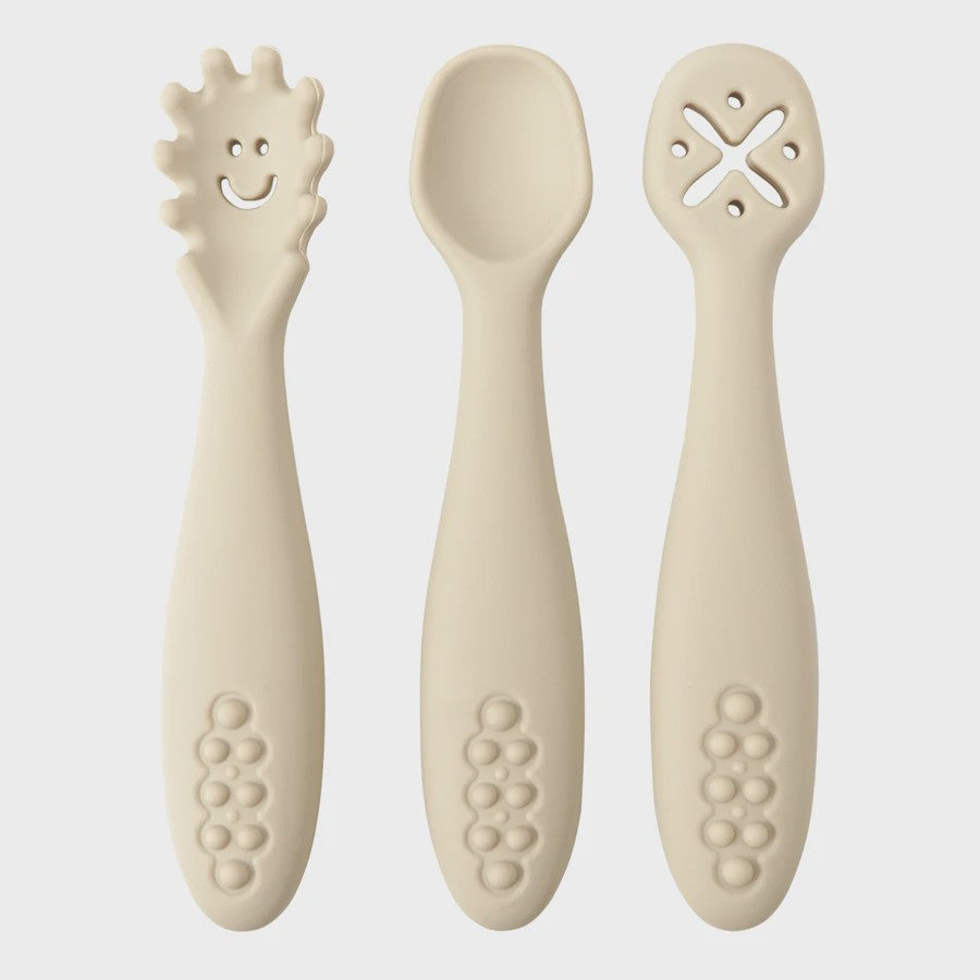 3-delige Siliconen Baby Bestek Set: Lepel & Vork voor Peuters