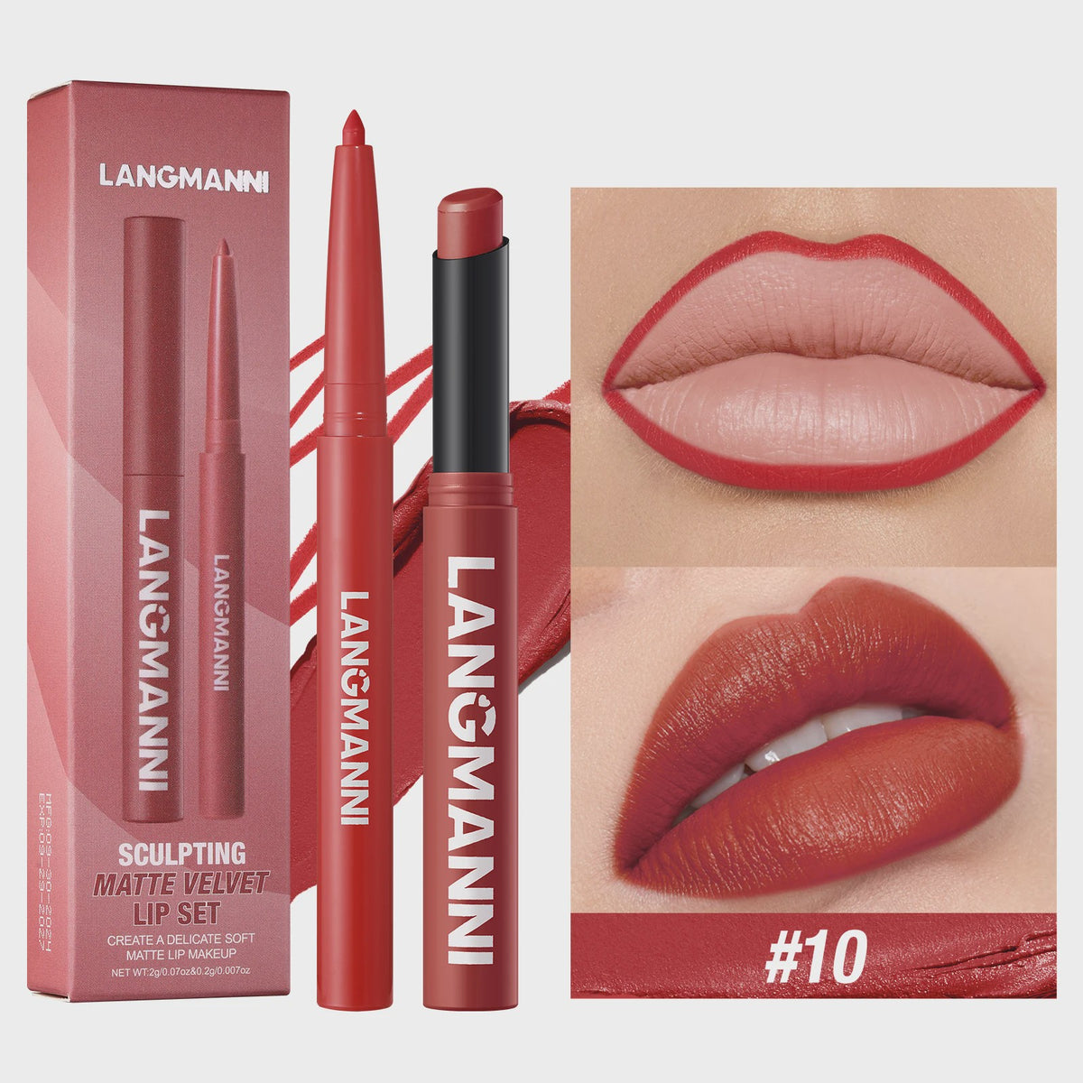 Luxe Lipliner & Lipstick Set: Waterproof, Vlekkeloos & Langhoudend