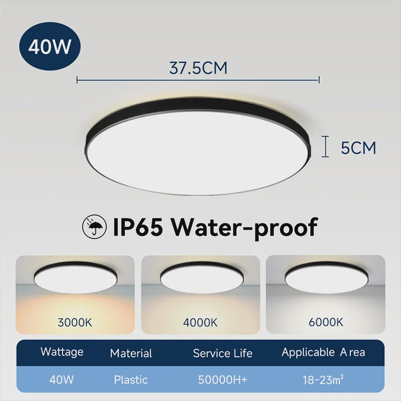 Waterdichte LED Plafondlamp Rond - 18W/30W/40W - IP44 - Keuken, Badkamer, Woonkamer