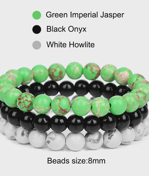 Set van 3 Natuursteen Armbanden: Rozenkwarts, Obsidiaan & Tijgeroog