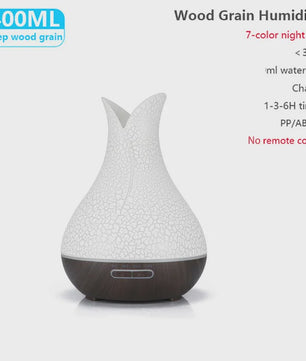 Aroma Diffuser met Houtnerf Design, 7 Kleuren LED en Afstandsbediening