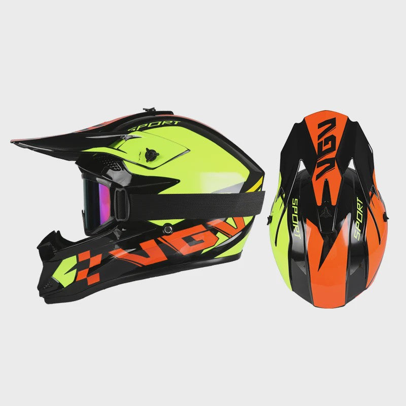 Off Road Motorcross Helm met Vizier & Goggles - Veilig & Comfortabel