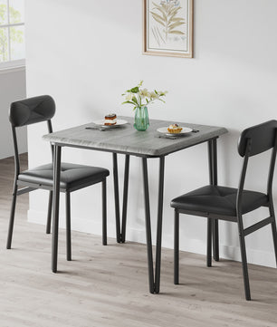 Compact Houten Eettafel voor 2 Personen met Gestoffeerde Stoelen - Ruimtebesparend & Modern