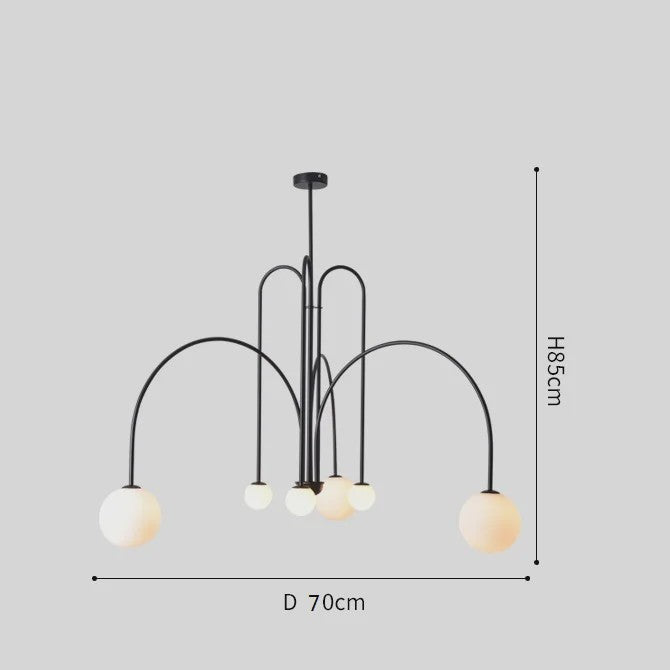 Nordic Minimalistische Plafondlamp Chandelier - Goud, Zwart, Rood - Sfeervolle Verlichting voor Woonkamer, Restaurant, Café
