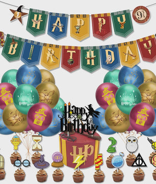 Harry Potter Verjaardagsfeest Decoratie Set - Banner, Cake Toppers & Ballonnen