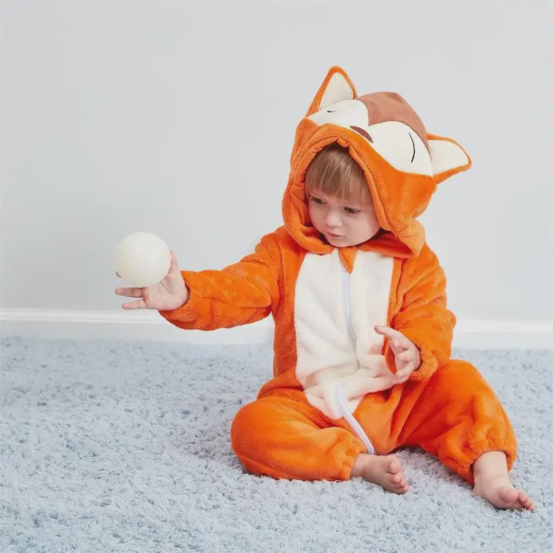 Baby Romper Dierenkostuum Kigurumi - Zacht Flanellen Jumpsuit voor Jongens & Meisjes