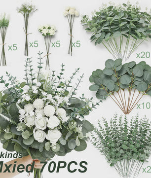 Kunstmatige Eucalyptus Takken & Bladeren Mix (50/90 Stuks) - Bloemstukken & Decoratie