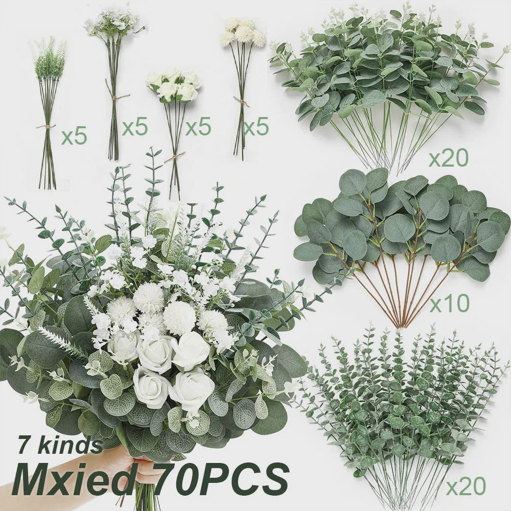 Kunstmatige Eucalyptus Takken & Bladeren Mix (50/90 Stuks) - Bloemstukken & Decoratie