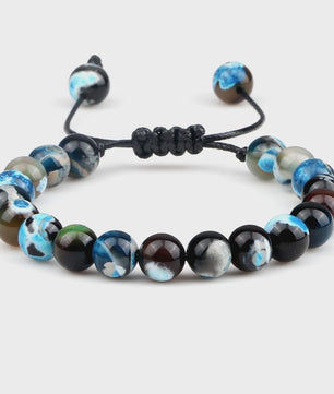 Verstelbare Natuursteen Armband - 8mm Agate & Onyx Kralen voor Mannen en Vrouwen