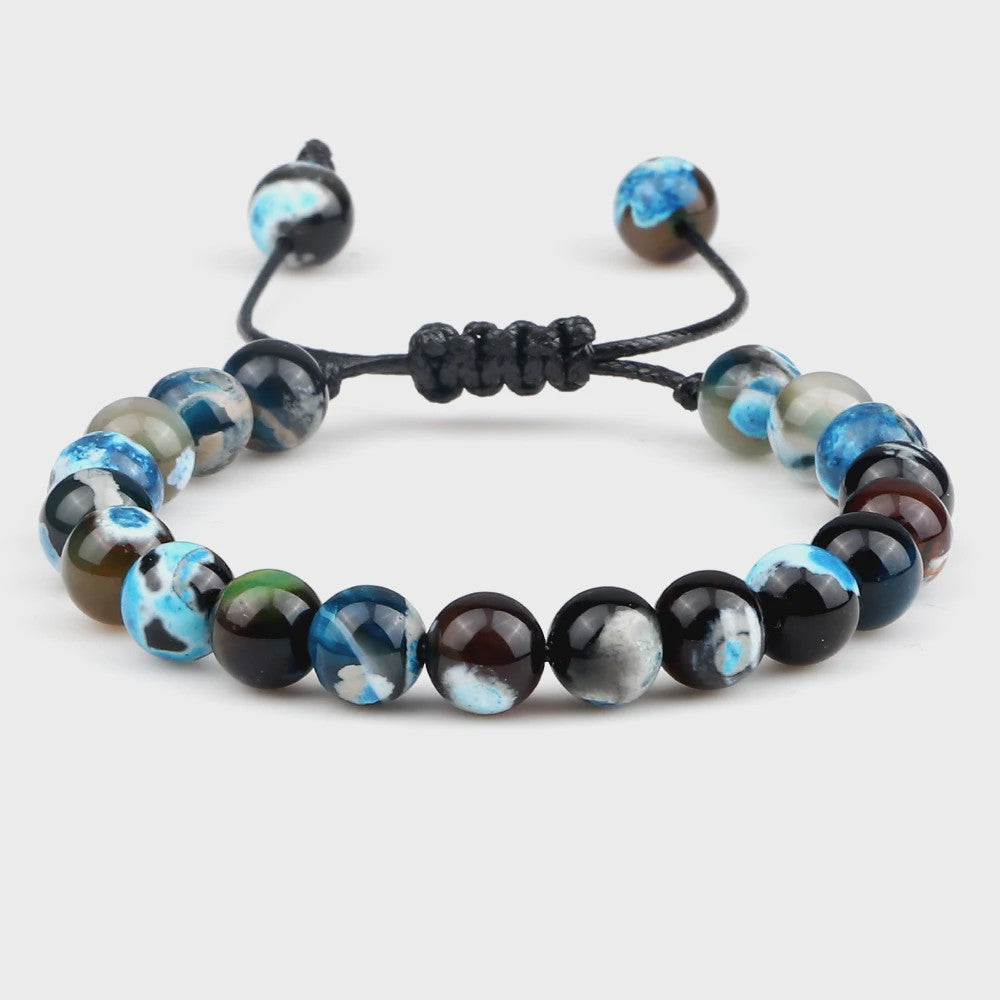 Verstelbare Natuursteen Armband - 8mm Agate & Onyx Kralen voor Mannen en Vrouwen