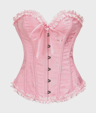 Sexy Jacquard Bustier Corset met Ruches en Push-Up Effect - Gothic Stijl