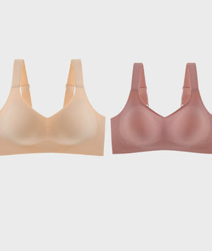 Set van 2 Naadloze Comfort BH's met V-hals en Brede Bandjes - Draadloos & Onzichtbaar