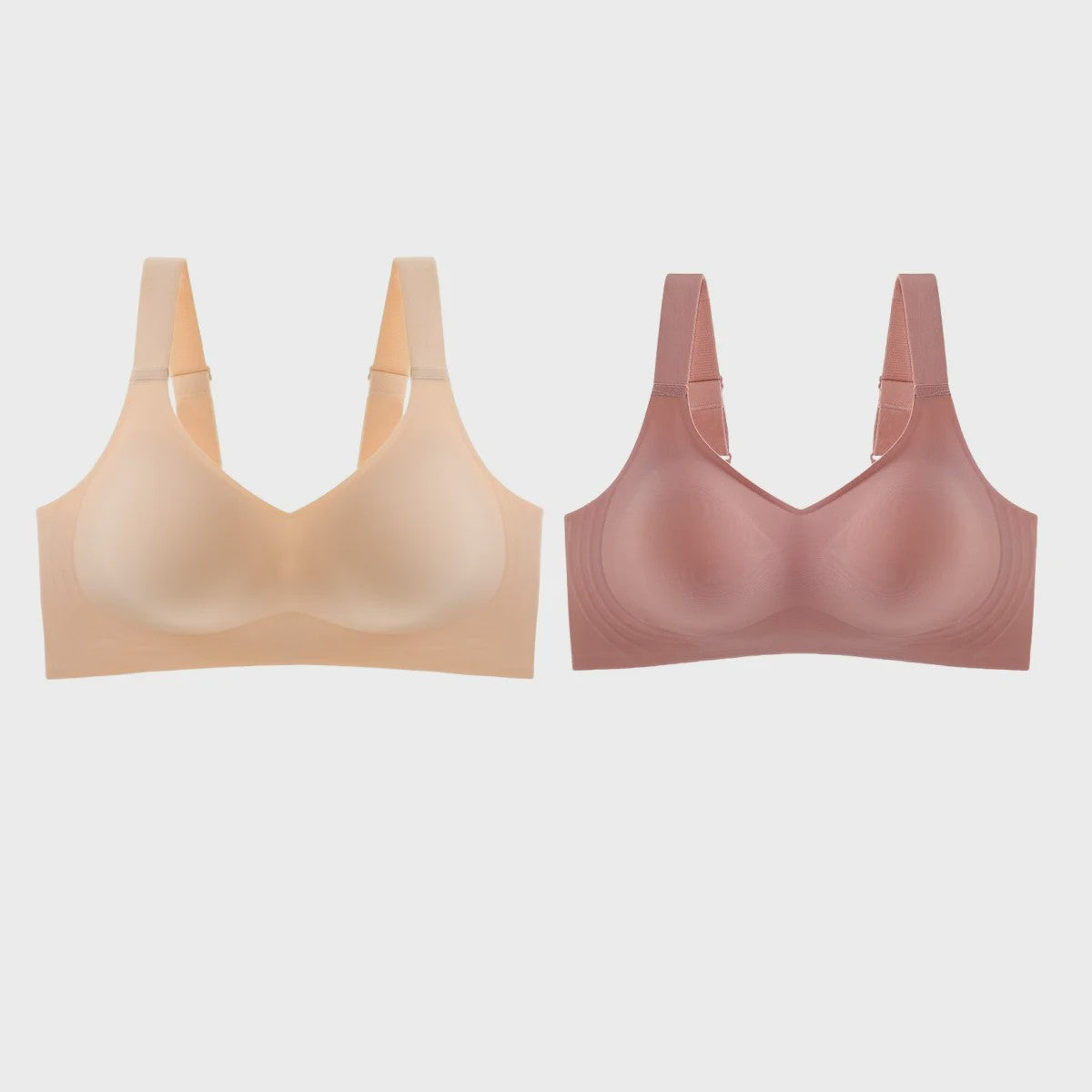 Set van 2 Naadloze Comfort BH's met V-hals en Brede Bandjes - Draadloos & Onzichtbaar
