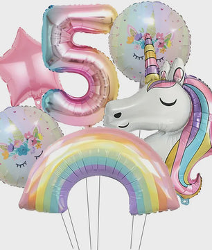Regenboog Eenhoorn Folieballon Set - 32 Inch Gegradueerde Cijferballon voor Feestjes
