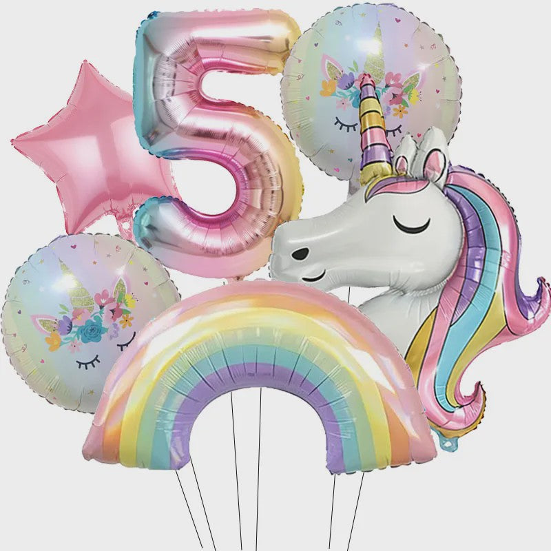 Regenboog Eenhoorn Folieballon Set - 32 Inch Gegradueerde Cijferballon voor Feestjes