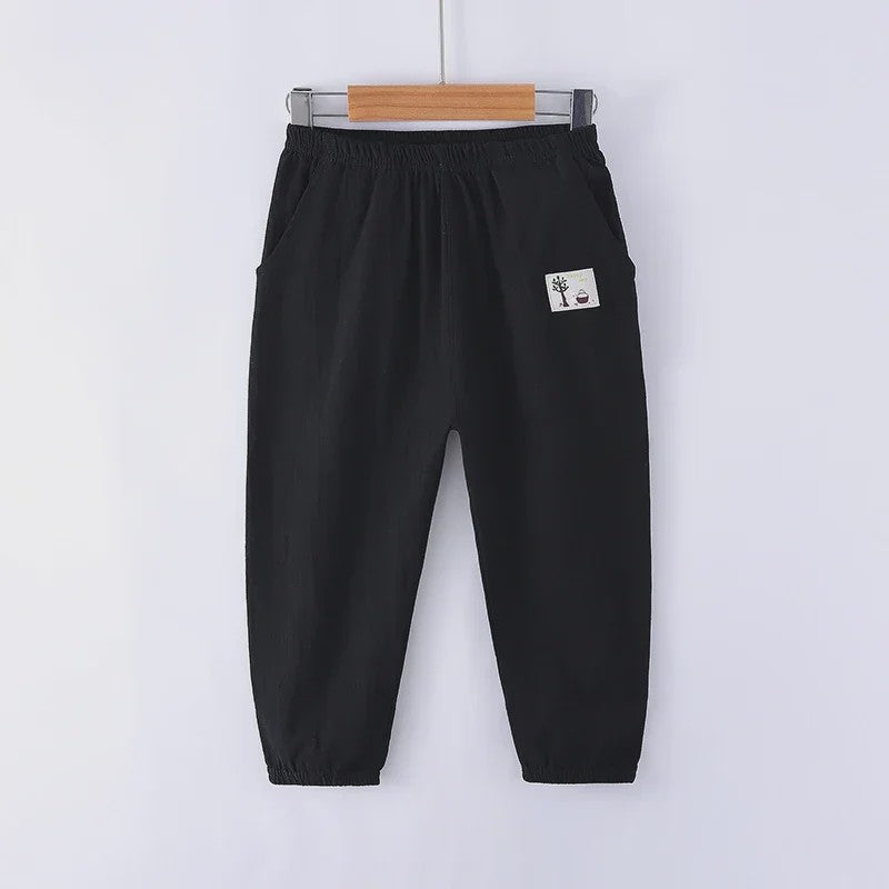 Linnen Kinderbroeken voor Jongens en Meisjes - Zomerse Lange Broek met Elastische Taille (100-160cm)