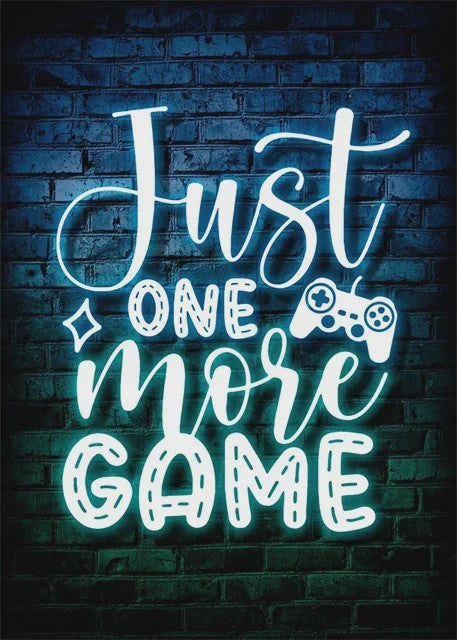 Gaming Neon Canvas Poster: Eat Sleep Game Repeat - Decoratie voor Gamer Kamer