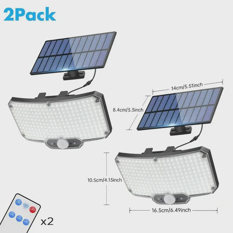 234 LED Solar Wandlamp met Bewegingssensor - Waterdicht IP65, Split Design voor Buiten en Garage