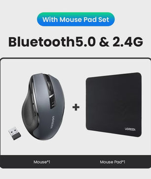 UGREEN Ergonomische Draadloze Muis: Bluetooth 5.0 & 2.4G, 4000 DPI, Stille Knoppen