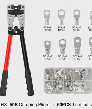 Professionele Krimptang HX-50B voor Kabelogen | 6-50mm² | AWG 10-0