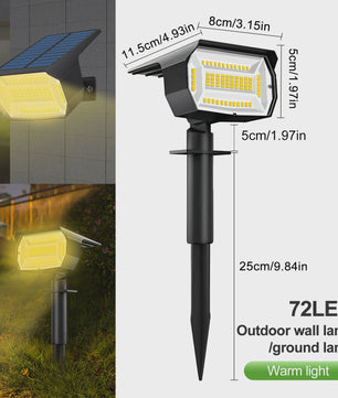 Solar Tuinspots LED (72/68) - IP65 Waterdicht, 3 Modi, Buitenverlichting
